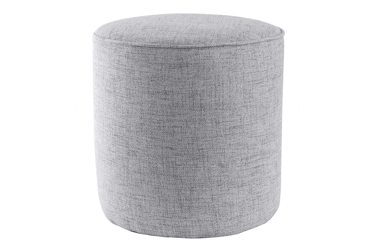 Pouf rotondo in tessuto grigio chiaro D40 cm COQ