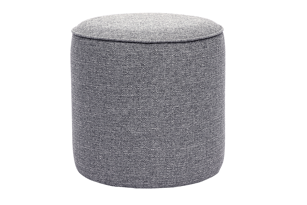 Pouf rotondo in tessuto grigio chiaro D40 cm PAUL