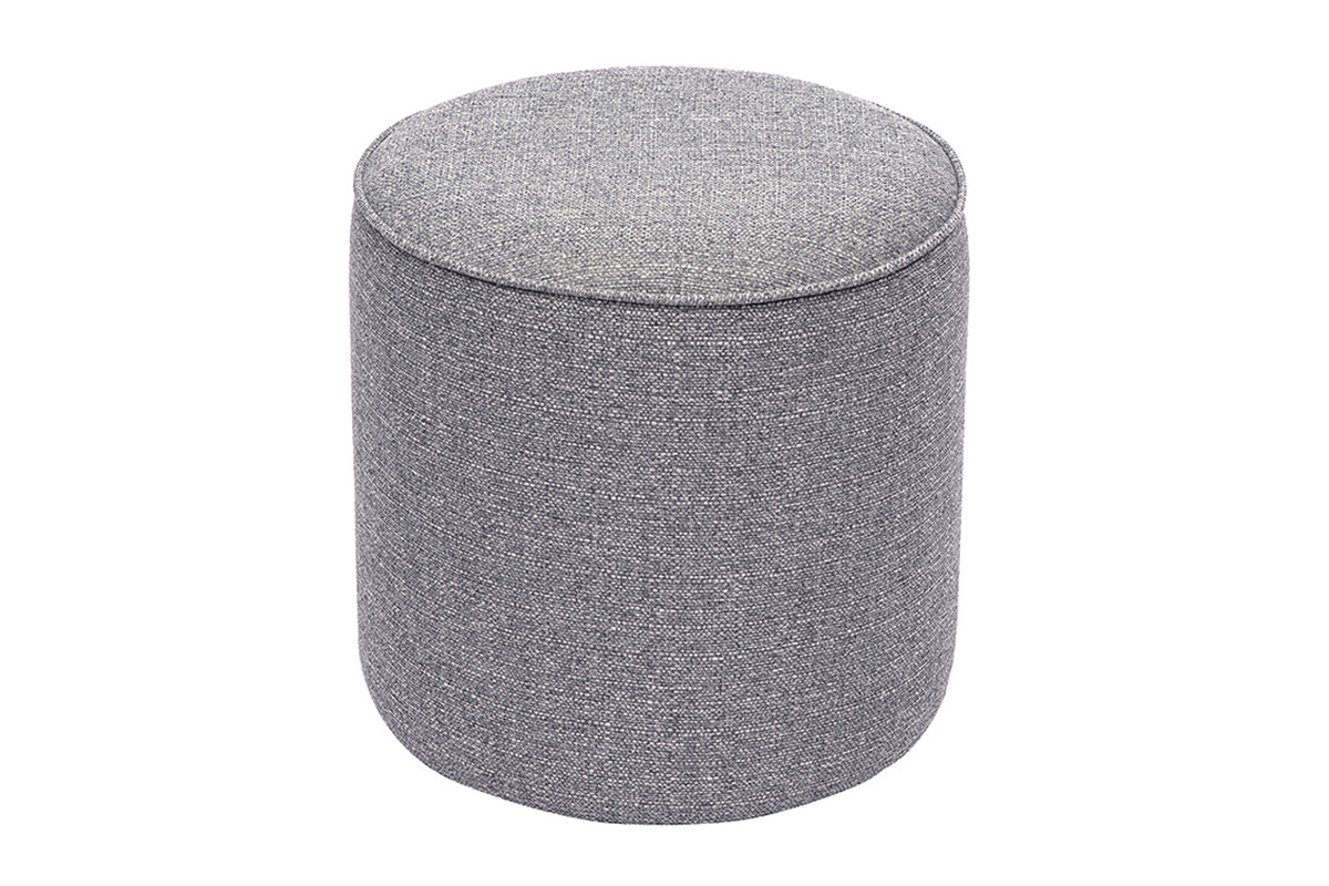 Pouf rotondo in tessuto grigio chiaro D40 cm PAUL