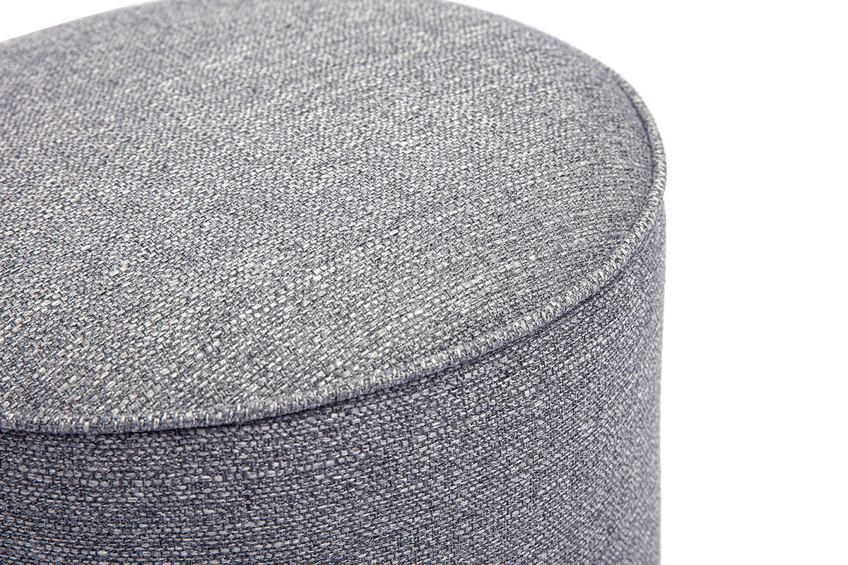 Pouf rotondo in tessuto grigio chiaro D40 cm PAUL