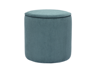 Pouf rotondo in tessuto velluto a coste blu pavone D40 cm PAUL