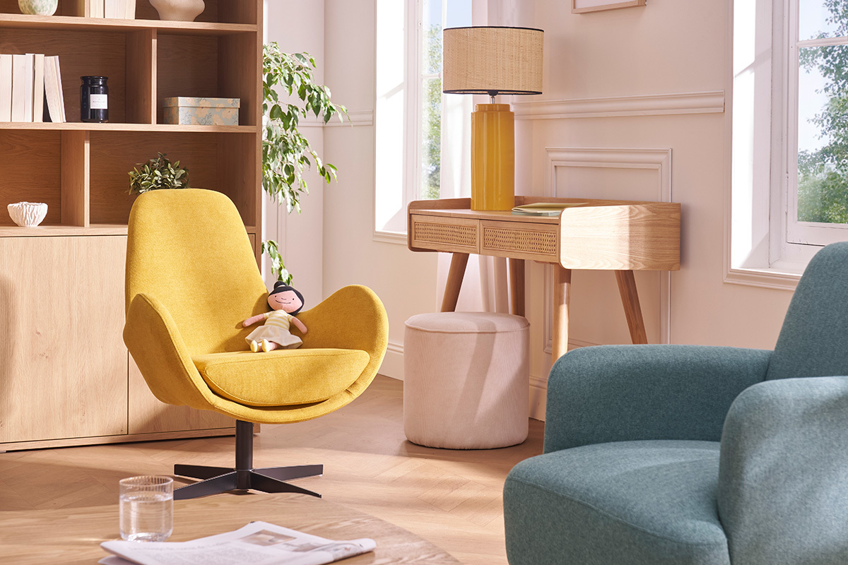 Pouf rotondo in velluto a coste cru D40 cm LOUIS