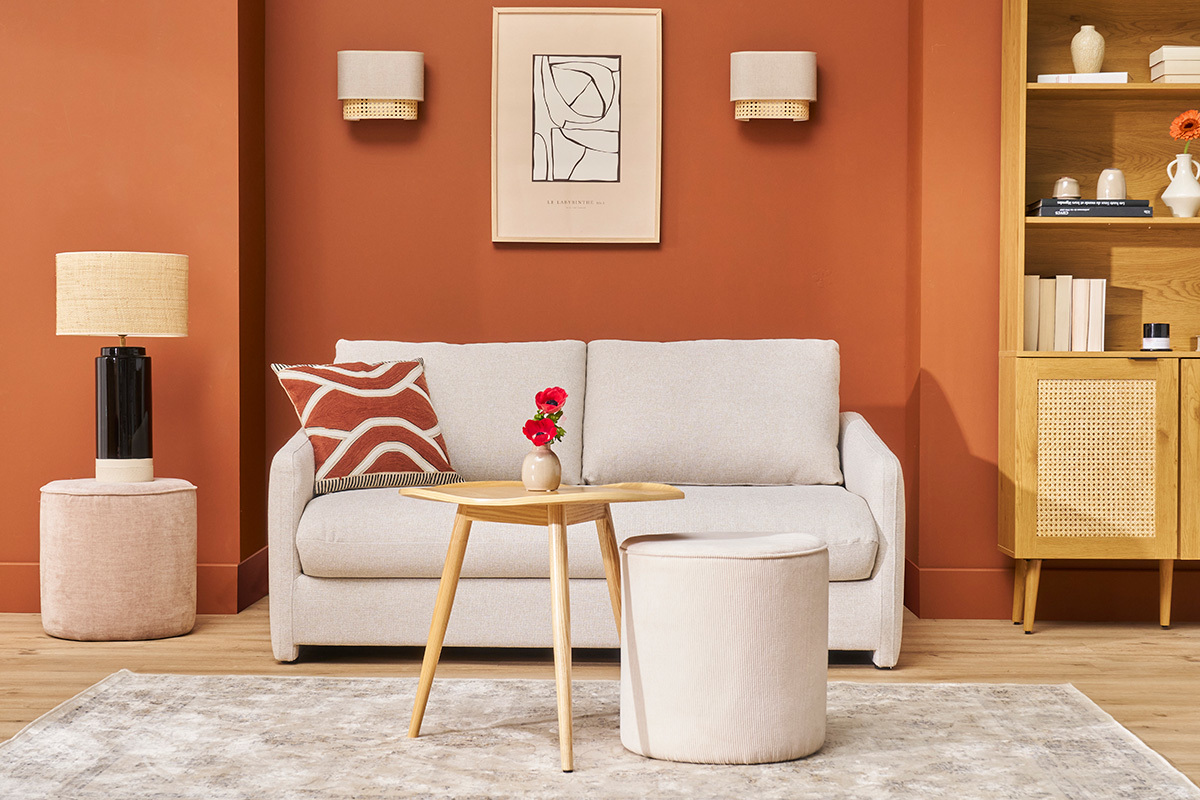 Pouf rotondo in velluto a coste cru D40 cm LOUIS