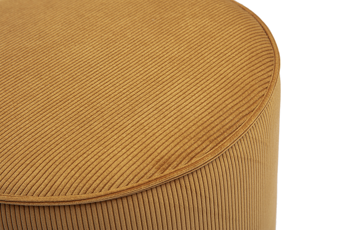 Pouf rotondo in velluto a coste giallo curry D40 cm PAUL