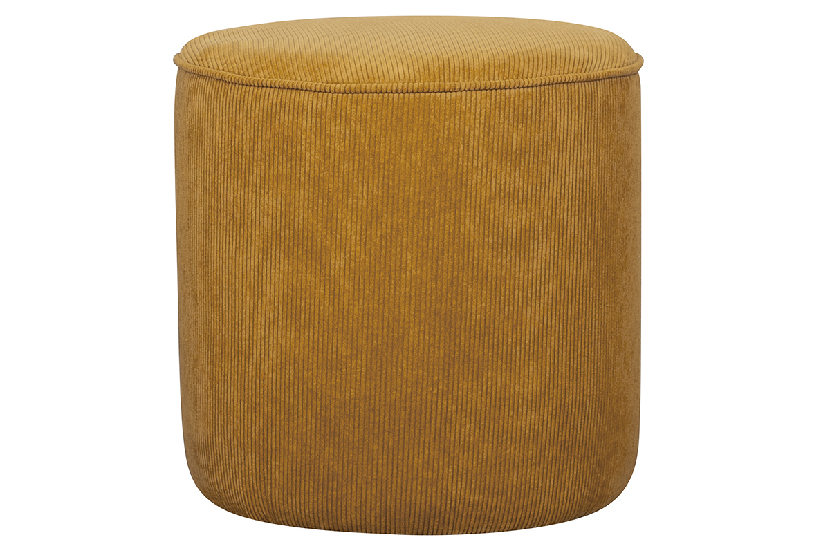 Pouf rotondo in velluto a coste giallo D40 cm LOUIS