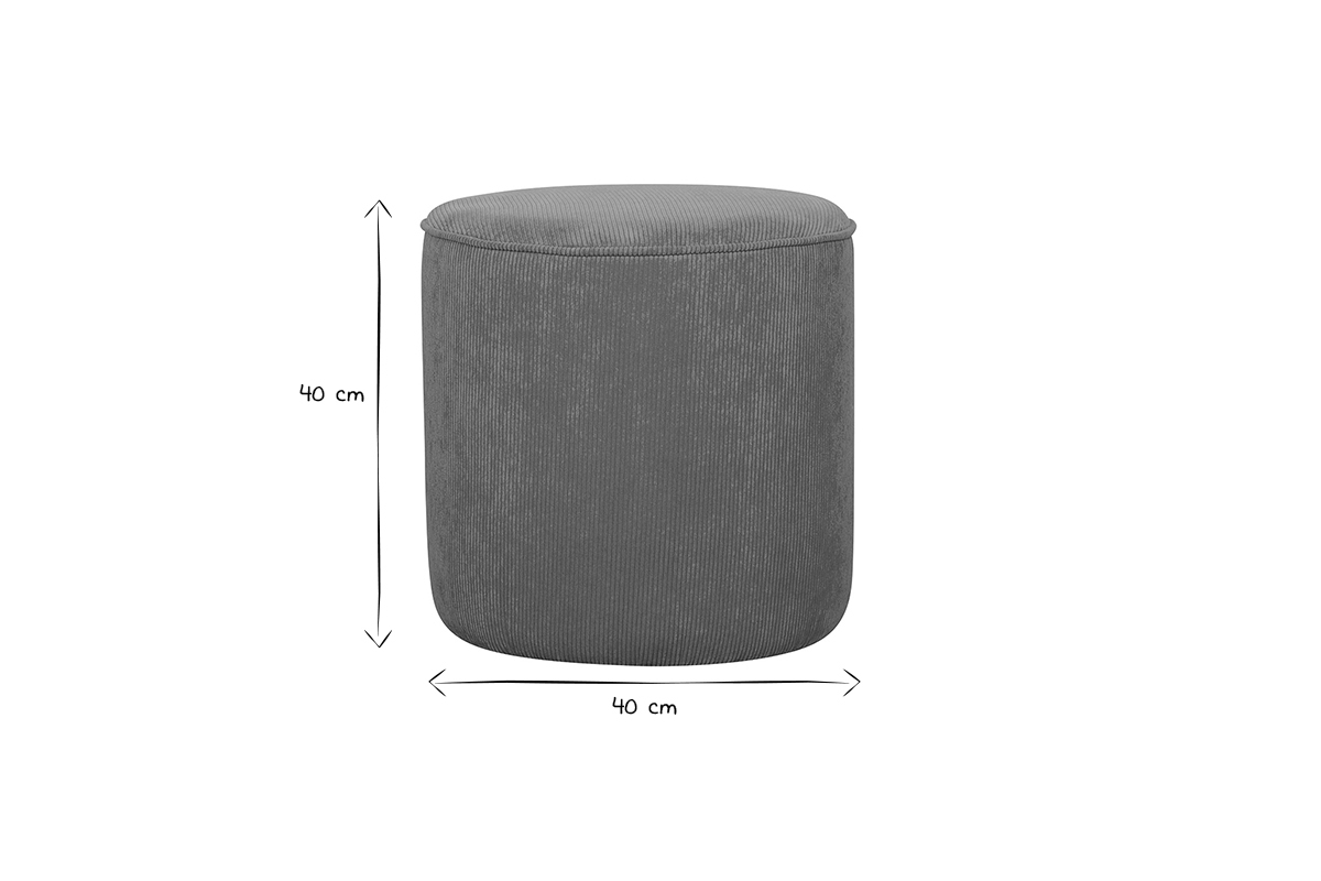 Pouf rotondo in velluto a coste giallo D40 cm LOUIS