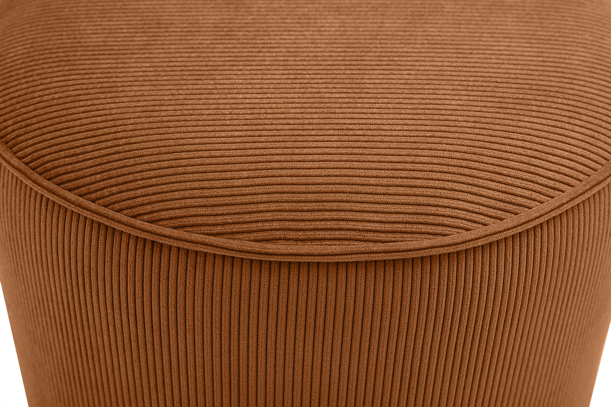 Pouf rotondo in velluto a coste terra bruciata D40 cm PAUL