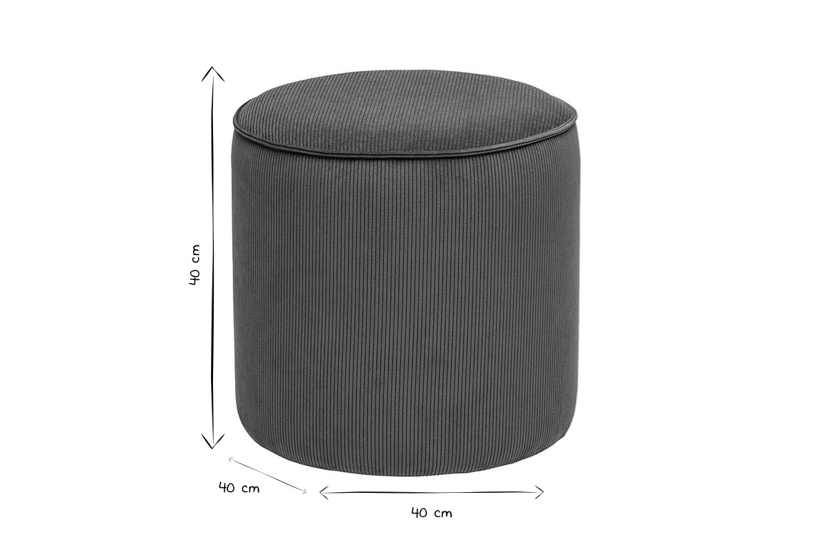 Pouf rotondo in velluto a coste terra bruciata D40 cm PAUL