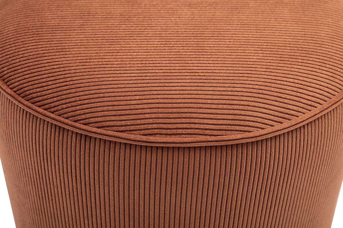 Pouf rotondo in velluto a coste terra bruciata D40 cm PAUL