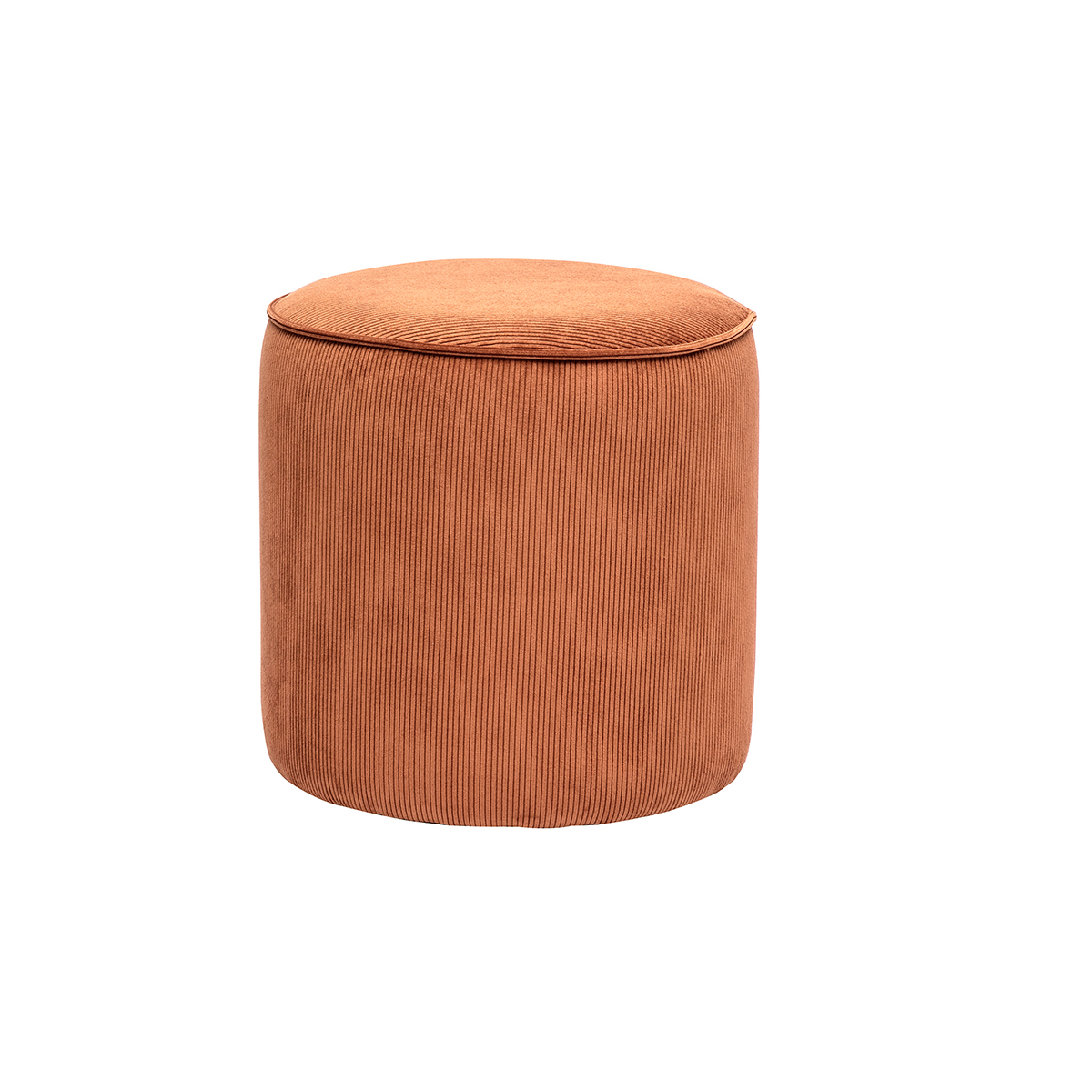 Pouf rotondo in velluto a coste terra bruciata D40 cm PAUL