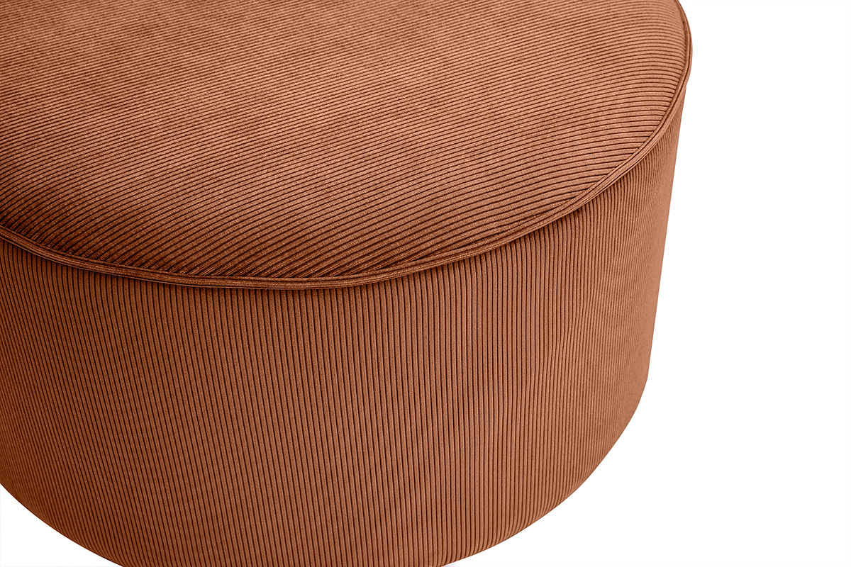 Pouf rotondo in velluto a coste terra bruciata D70 cm PAUL