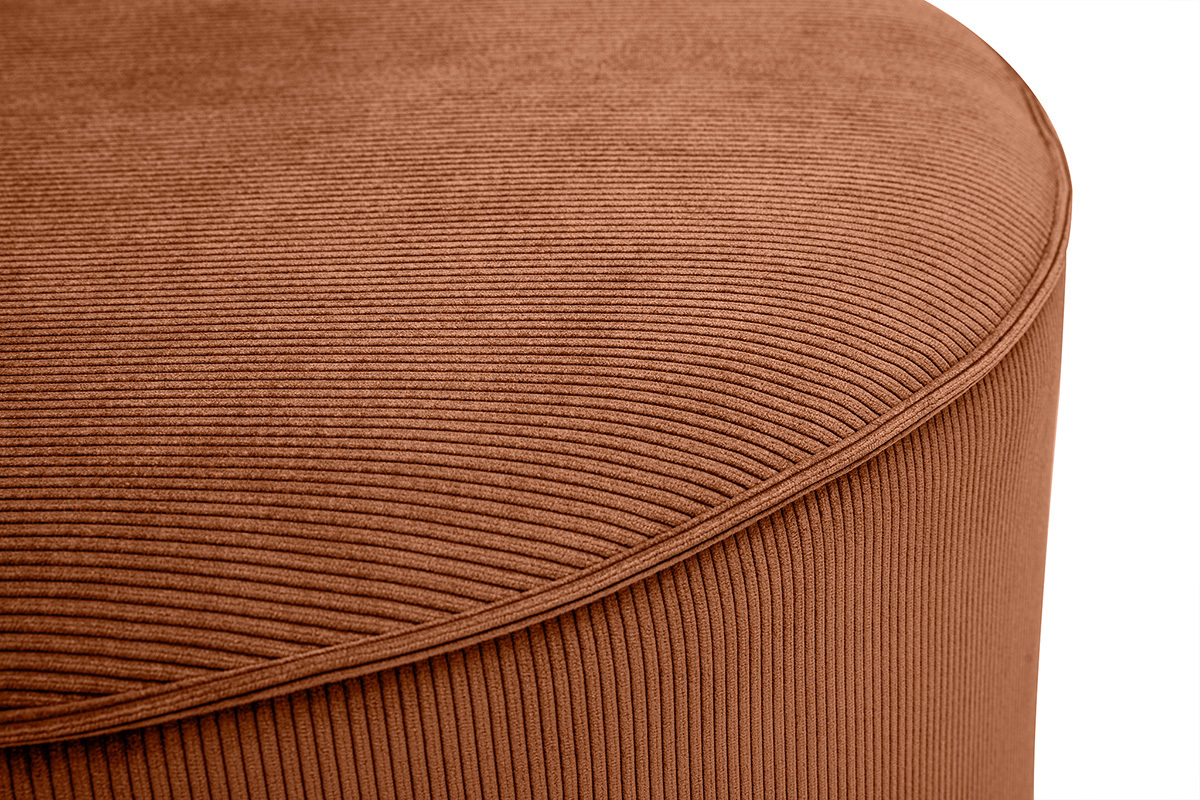 Pouf rotondo in velluto a coste terra bruciata D70 cm PAUL