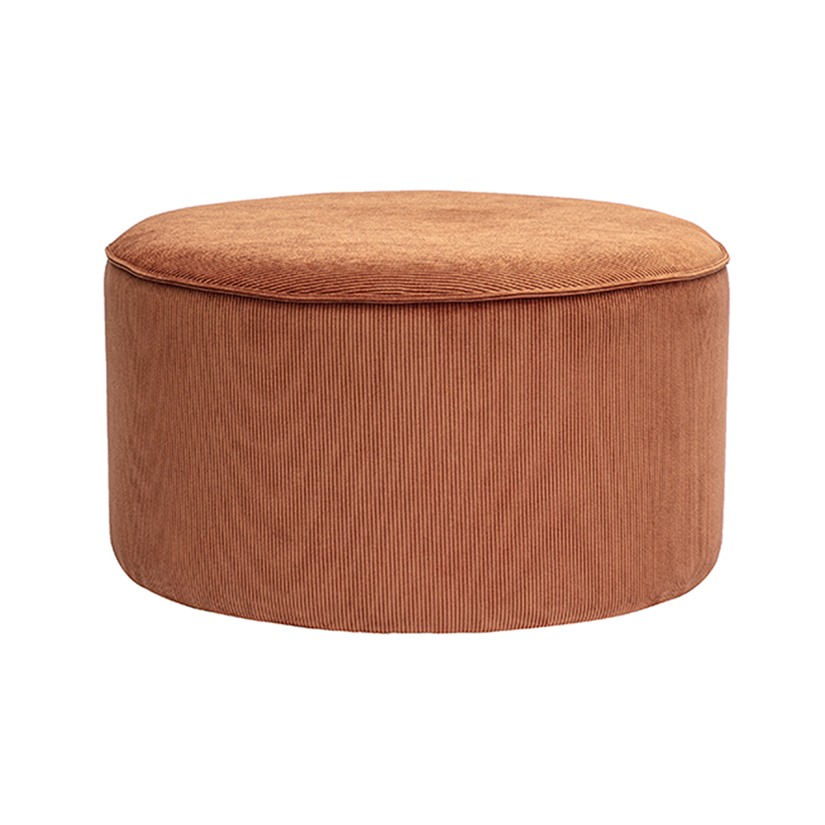 Pouf rotondo in velluto a coste terra bruciata D70 cm PAUL