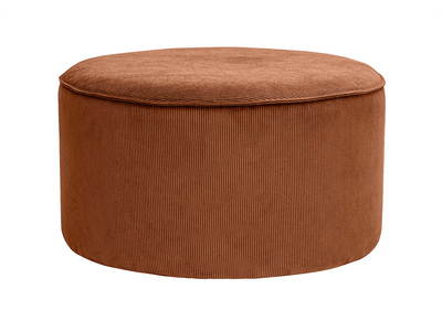 Pouf rotondo in velluto a coste terra bruciata D70 cm PAUL