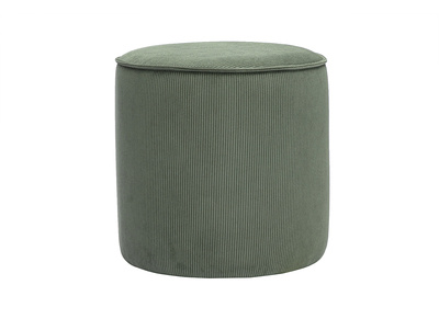 Pouf rotondo in velluto a coste verde kaki D40 cm PAUL