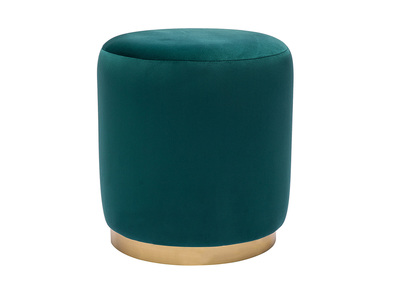 Pouf rotondo in velluto blu petrolio e metallo dorato D40 cm AMAYA