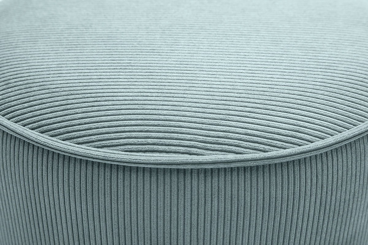 Puf rotondo in velluto a coste grigio blu D40 cm PAUL