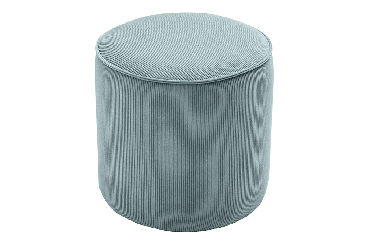 Puf rotondo in velluto a coste grigio blu D40 cm PAUL
