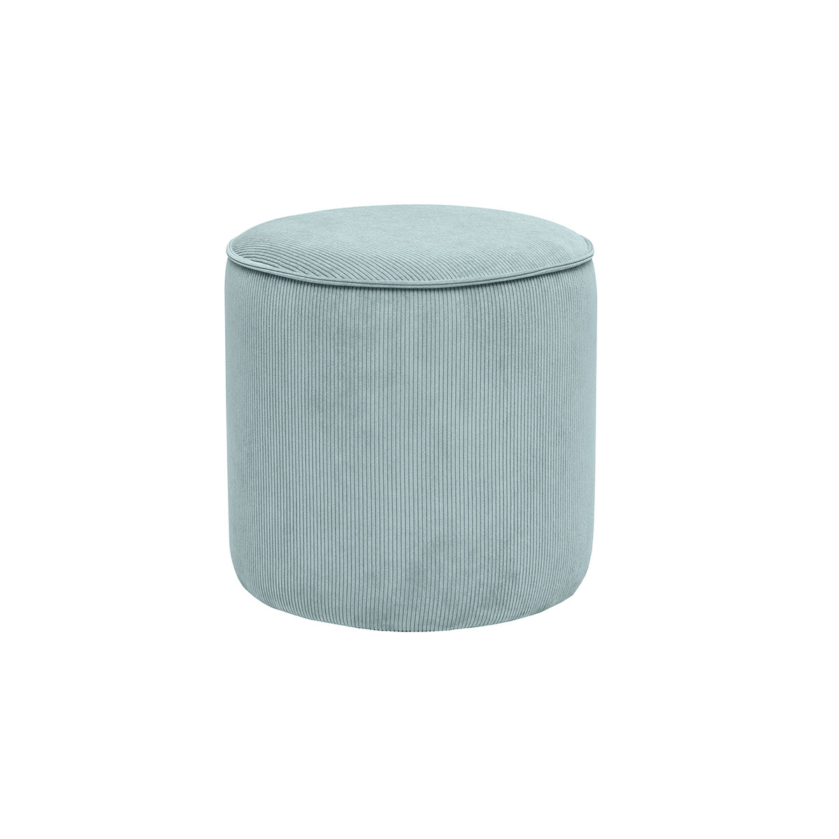 Puf rotondo in velluto a coste grigio blu D40 cm PAUL