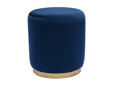 Puf rotondo in velluto blu navy e metallo dorato D40 cm AMAYA