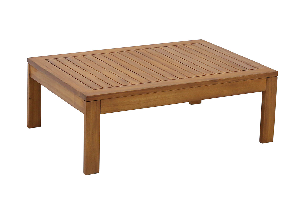 Salotto da giardino 3-4 posti in legno massiccio, 2 set di coperture (taupe o �cru) e braccioli intrecciati ALOHA