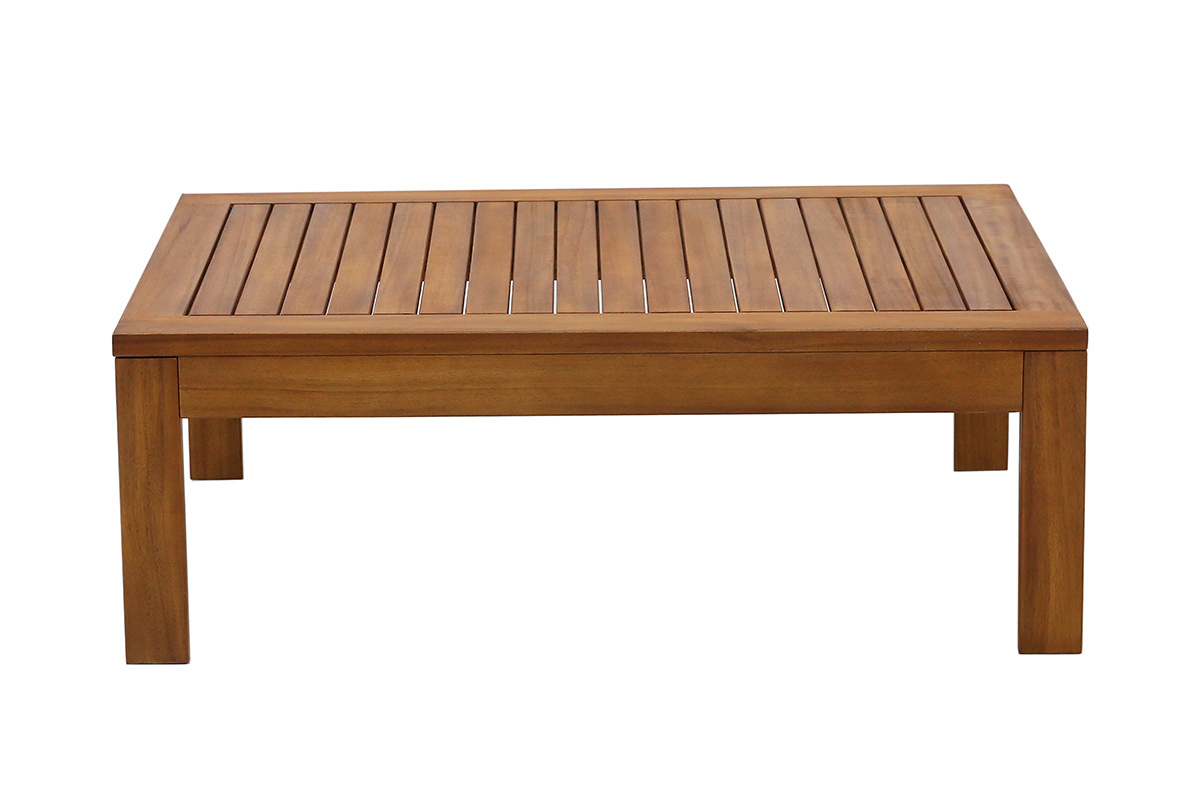 Salotto da giardino 3-4 posti in legno massiccio, 2 set di coperture (taupe o �cru) e braccioli intrecciati ALOHA