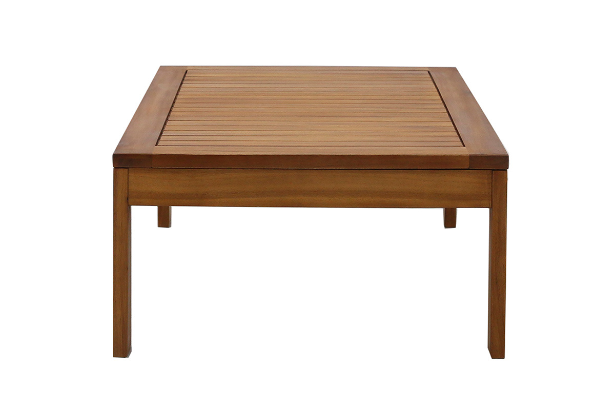 Salotto da giardino 3-4 posti in legno massiccio, 2 set di coperture (taupe o �cru) e braccioli intrecciati ALOHA