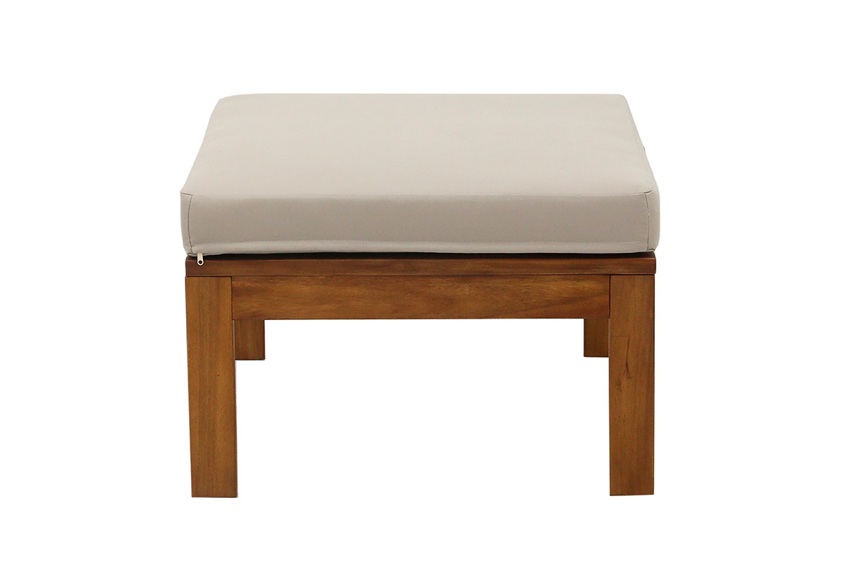 Salotto da giardino 3-4 posti in legno massiccio, 2 set di coperture (taupe o �cru) e braccioli intrecciati ALOHA