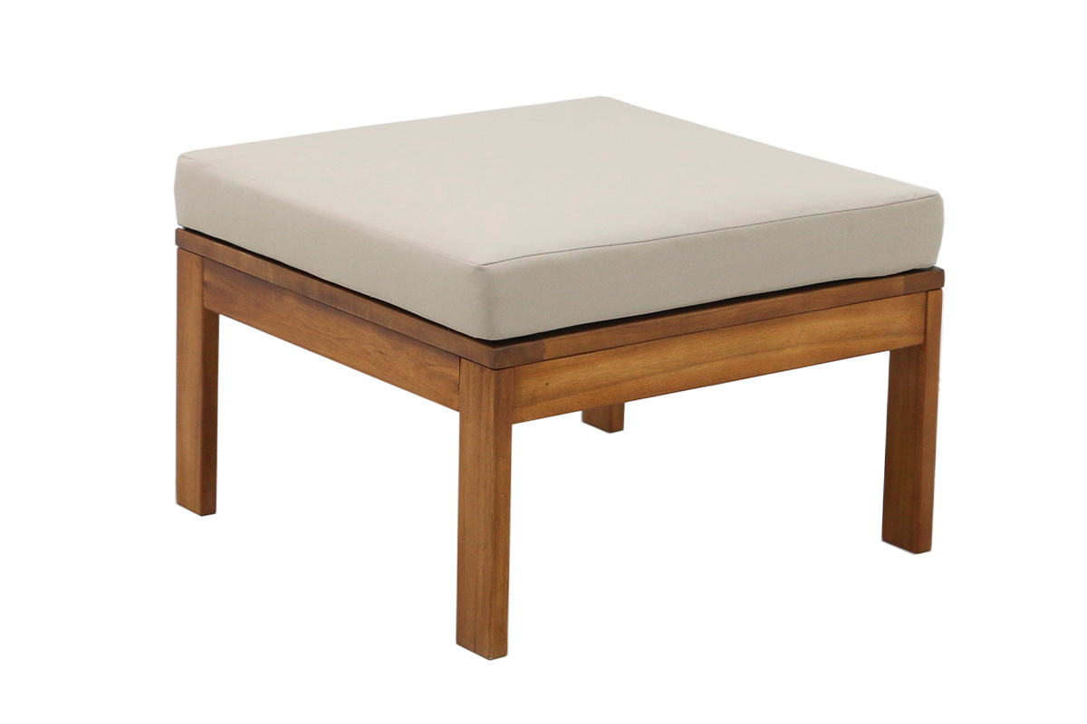 Salotto da giardino 3-4 posti in legno massiccio, 2 set di coperture (taupe o �cru) e braccioli intrecciati ALOHA