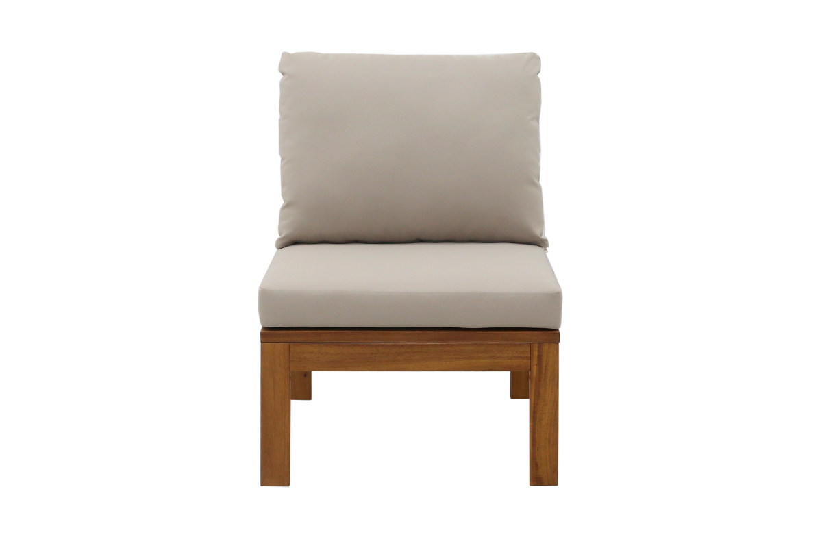 Salotto da giardino 3-4 posti in legno massiccio, 2 set di coperture (taupe o �cru) e braccioli intrecciati ALOHA