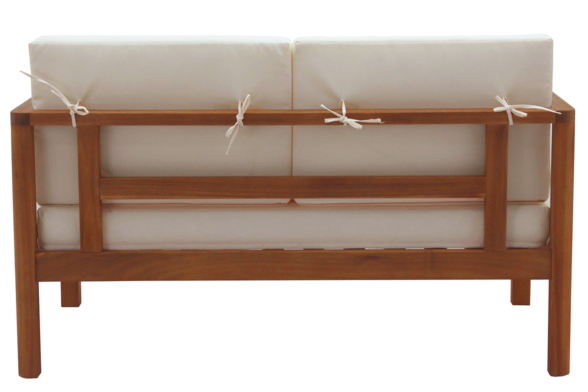 Salotto da giardino 4 posti legno massello e cuscini beige AKIS
