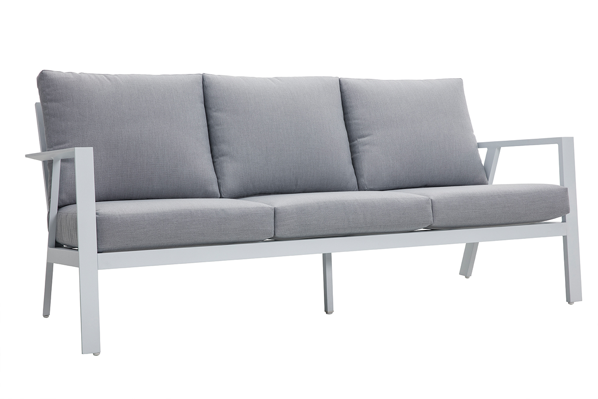 Salotto da giardino 7 posti con tavolo da pranzo in alluminio e tessuto grigio CALYPSO