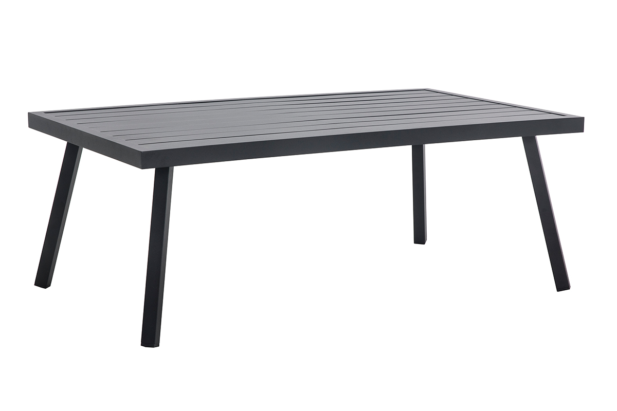 Salotto da giardino angolare in metallo nero e tessuto grigio SAIGON