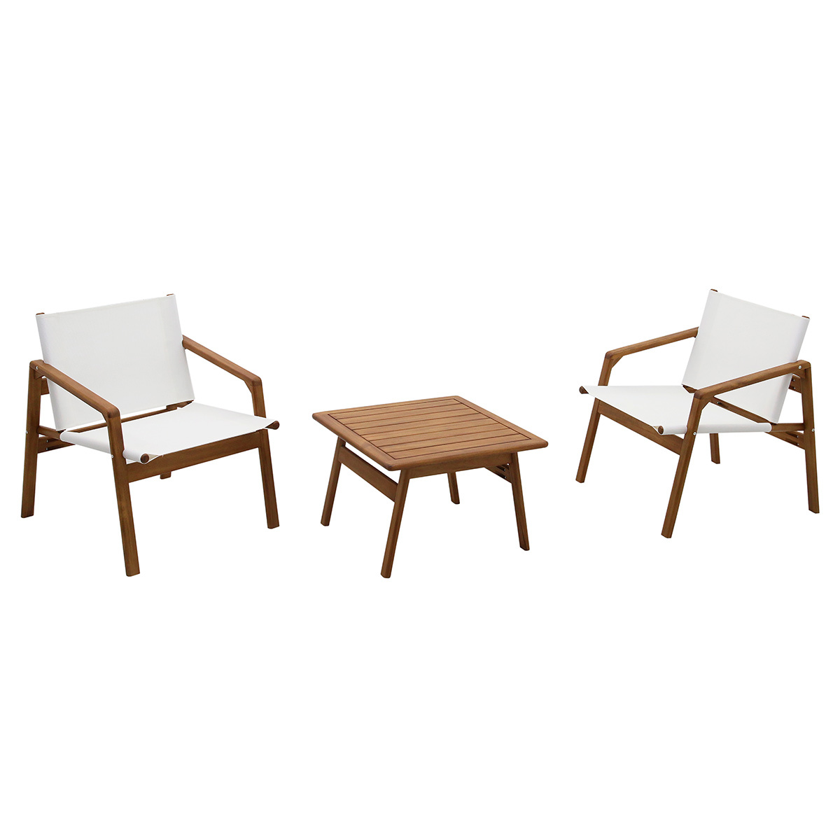 Salotto da giardino bianco e legno massiccio PADANG