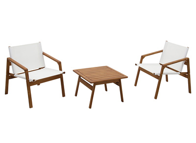 Salotto da giardino bianco e legno massiccio PADANG