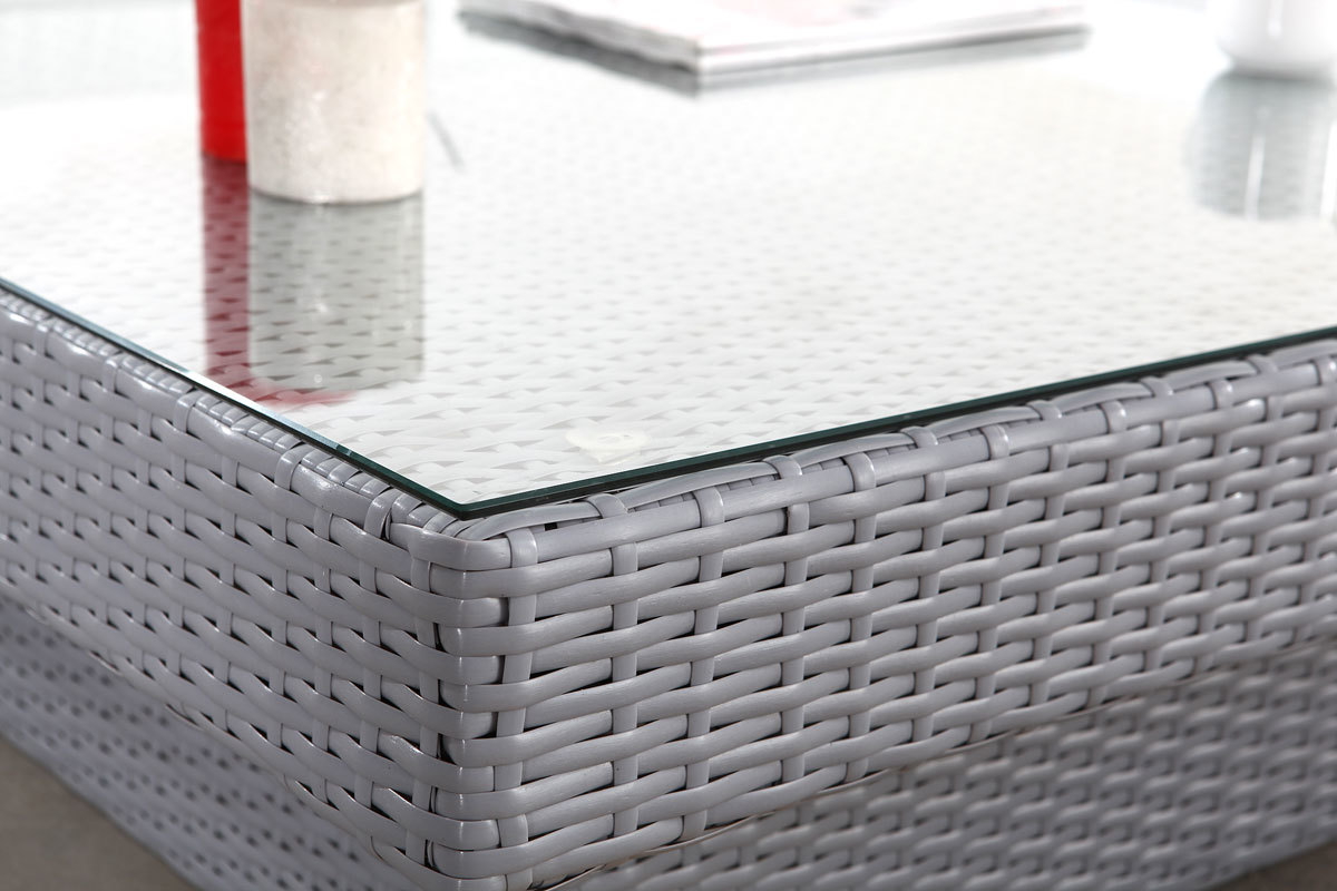 Salotto da giardino completo in resina intrecciata colore grigio MAURICE