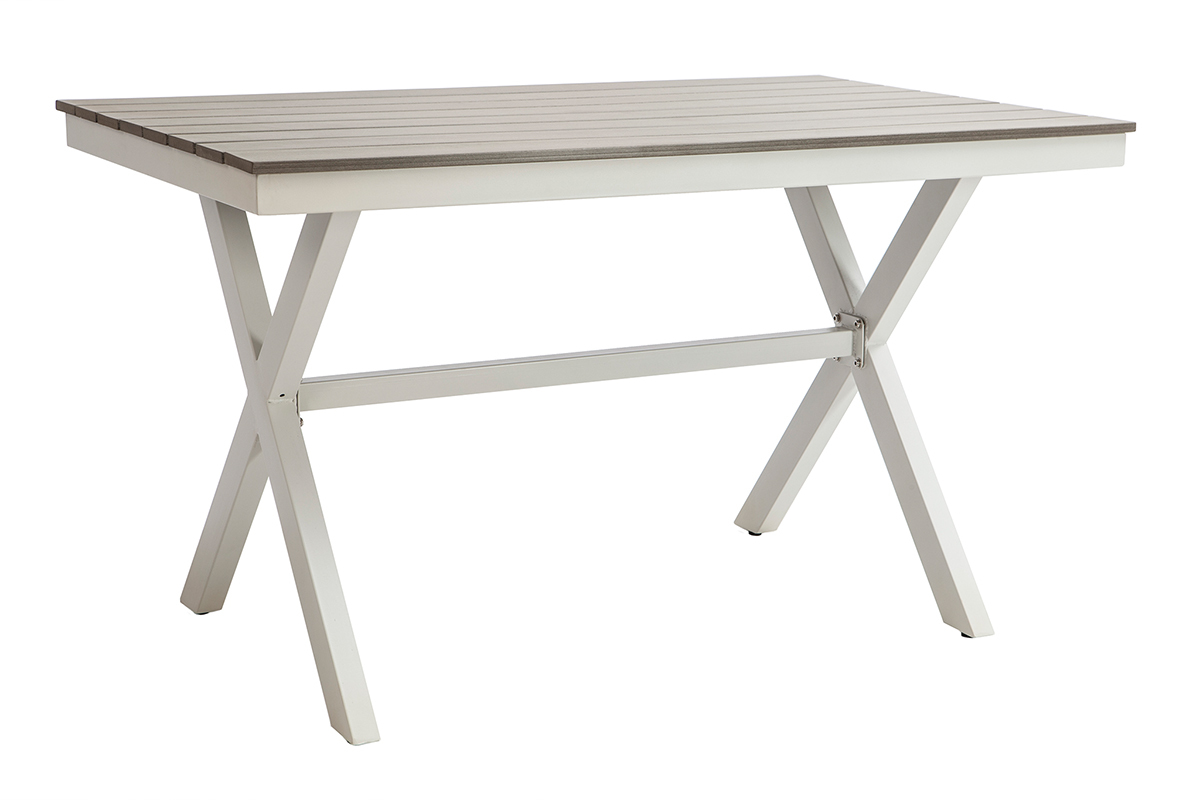 Salotto da giardino con tavolo e 4 sedie bianco e grigio VIAGGIO