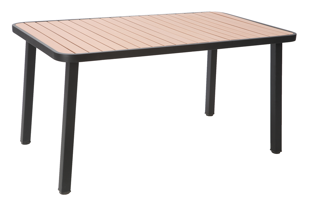 Salotto da giardino con tavolo e 4 sedie in legno e metallo nero BERLINER