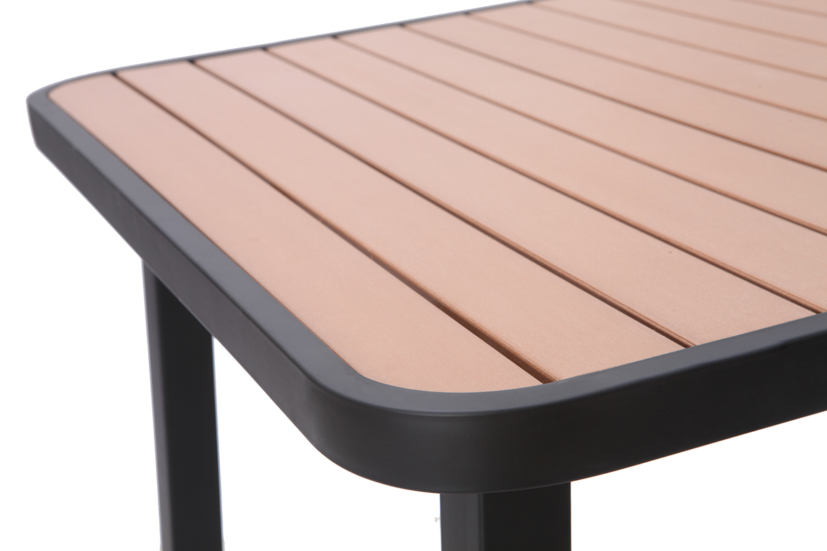Salotto da giardino con tavolo e 4 sedie in legno e metallo nero BERLINER
