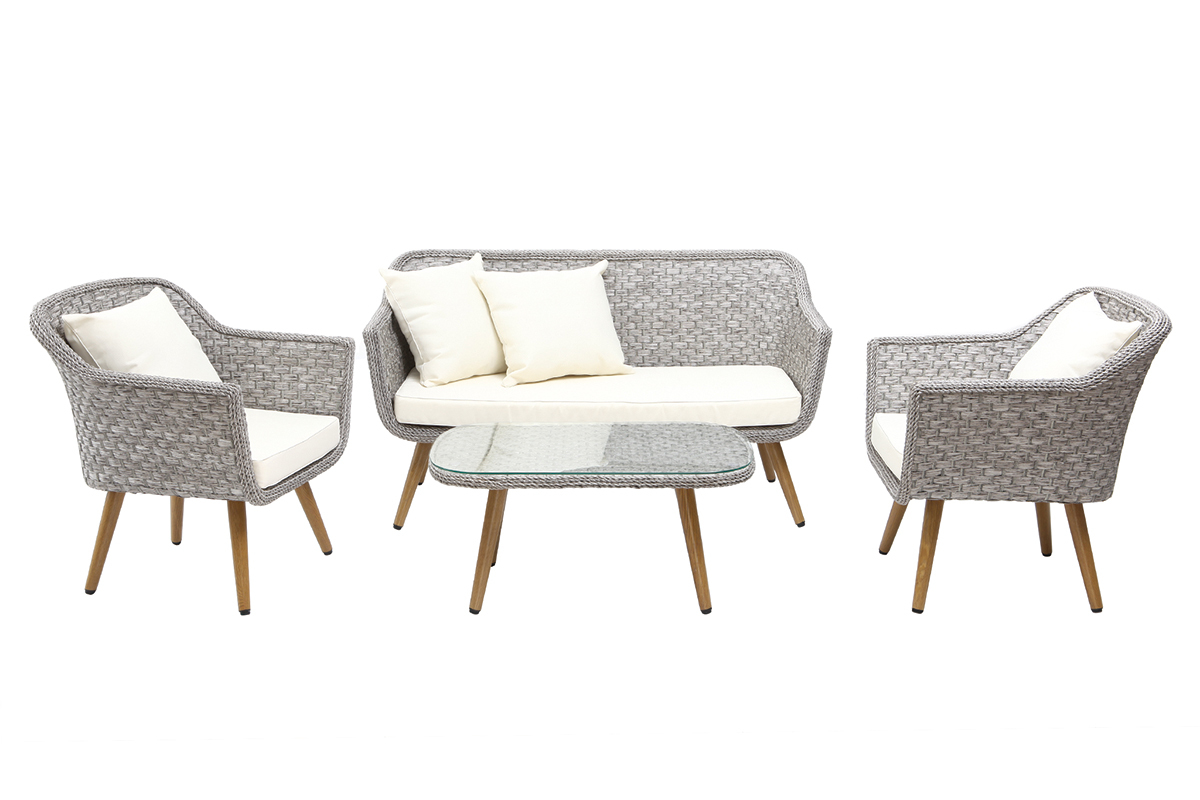 Salotto da giardino design grigio scandinavo AJACCIO