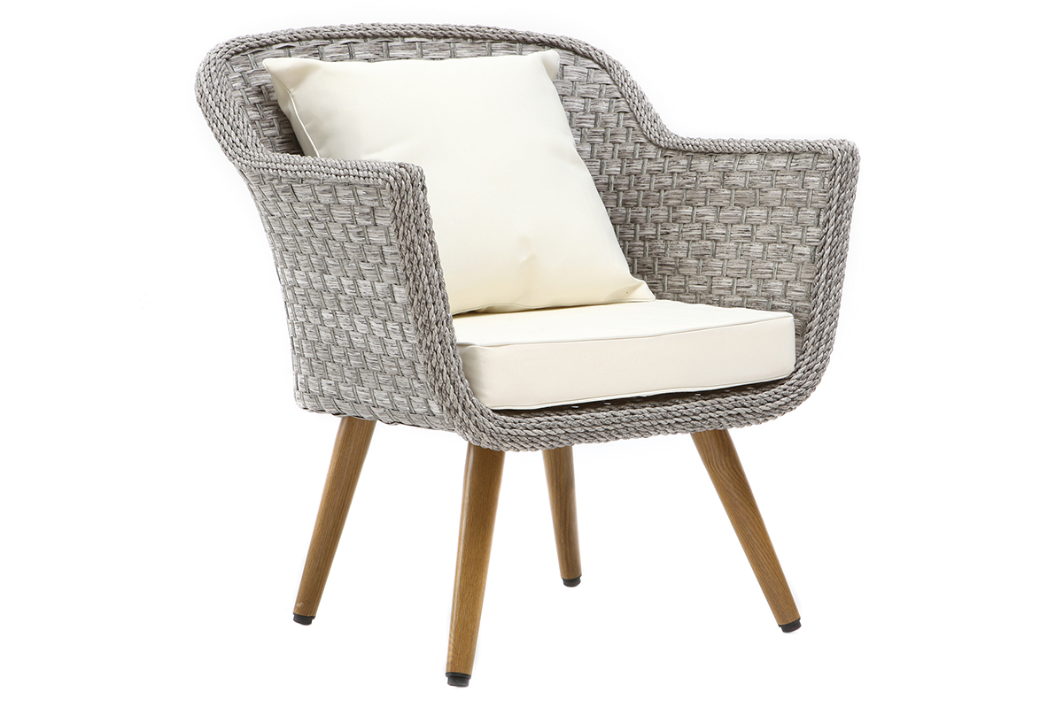 Salotto da giardino design grigio scandinavo AJACCIO