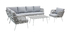 Salotto da giardino in alluminio bianco, corda e tessuto grigio chiaro HALONG