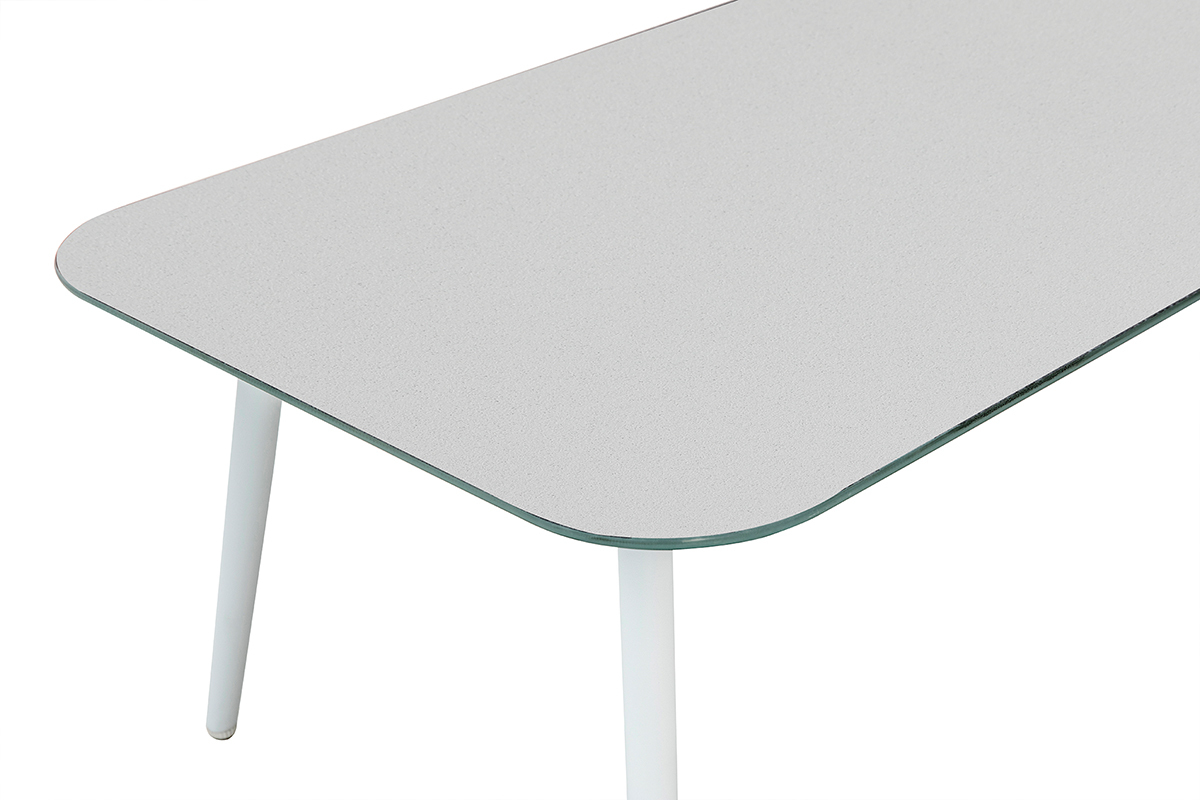 Salotto da giardino in alluminio bianco, corda e tessuto grigio chiaro HALONG