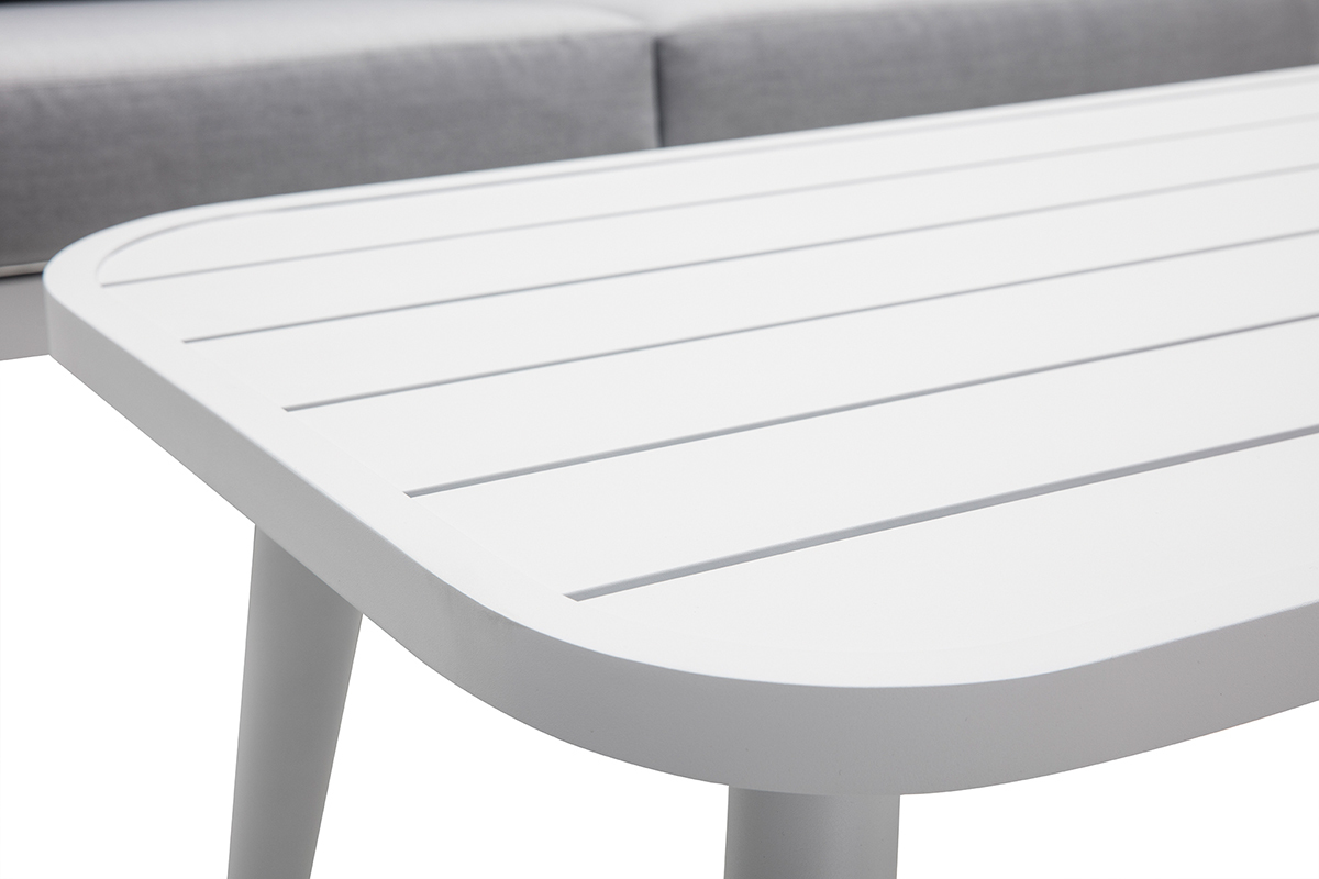 Salotto da giardino in alluminio bianco e corda e tessuto grigio chiaro LIMA