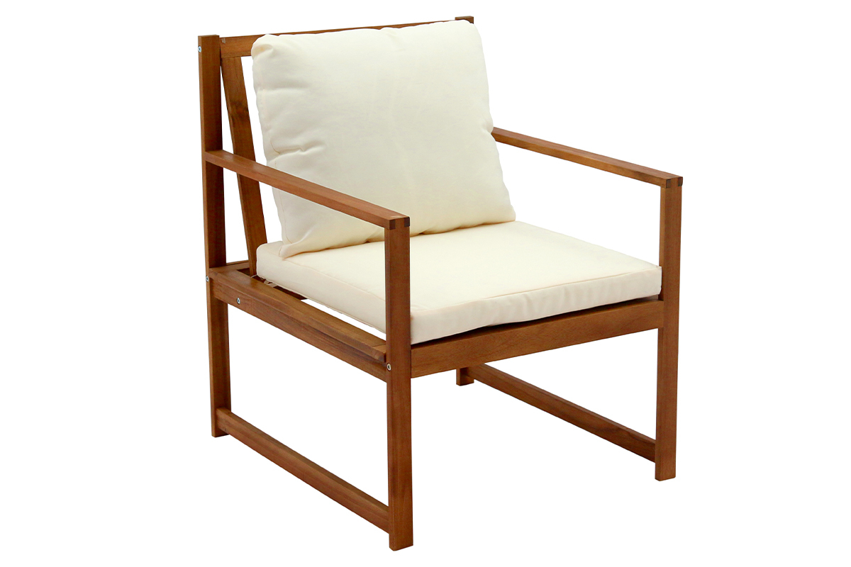 Salotto da giardino in massello di acacia e tessuto beige COSTA