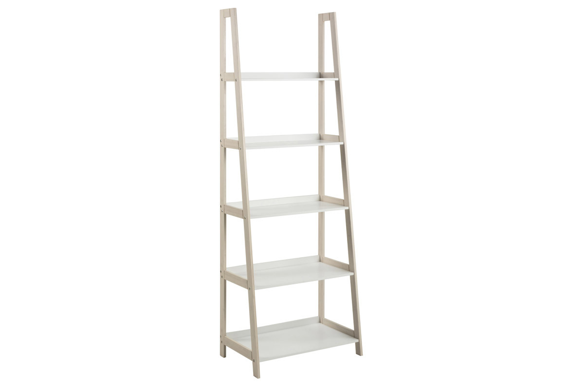 Scaffale con scalette scandinavo legno chiaro e bianco WILO