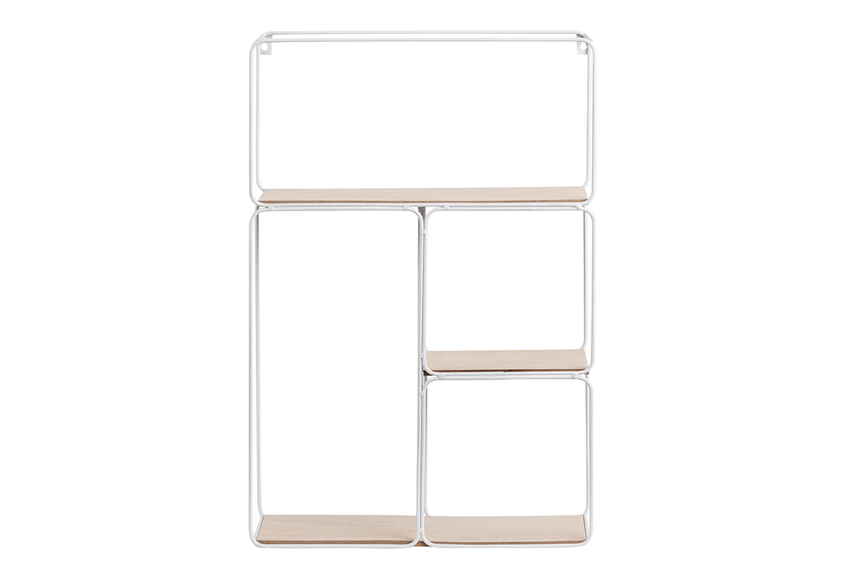 Scaffale da parete design in metallo Bianco e Legno BRICK