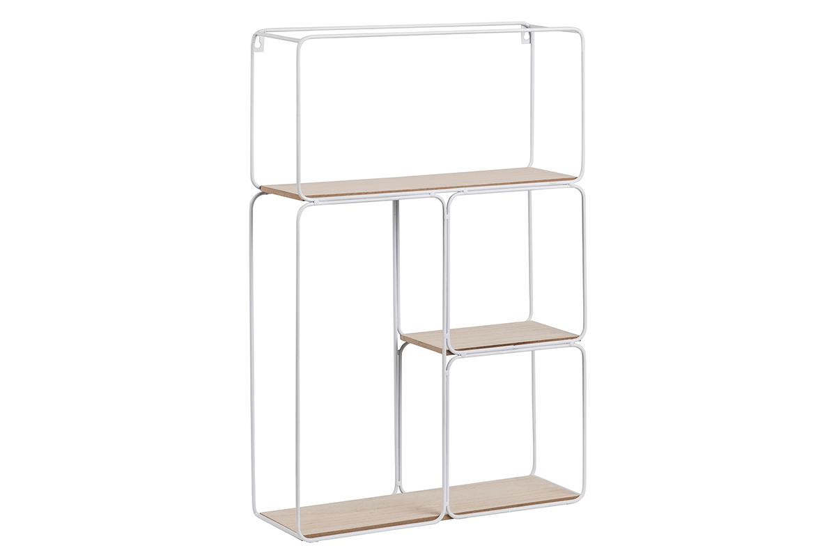 Scaffale da parete design in metallo Bianco e Legno BRICK
