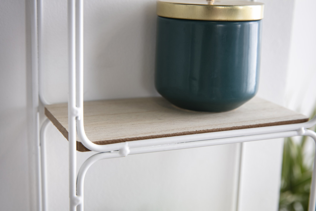Scaffale da parete design in metallo Bianco e Legno BRICK