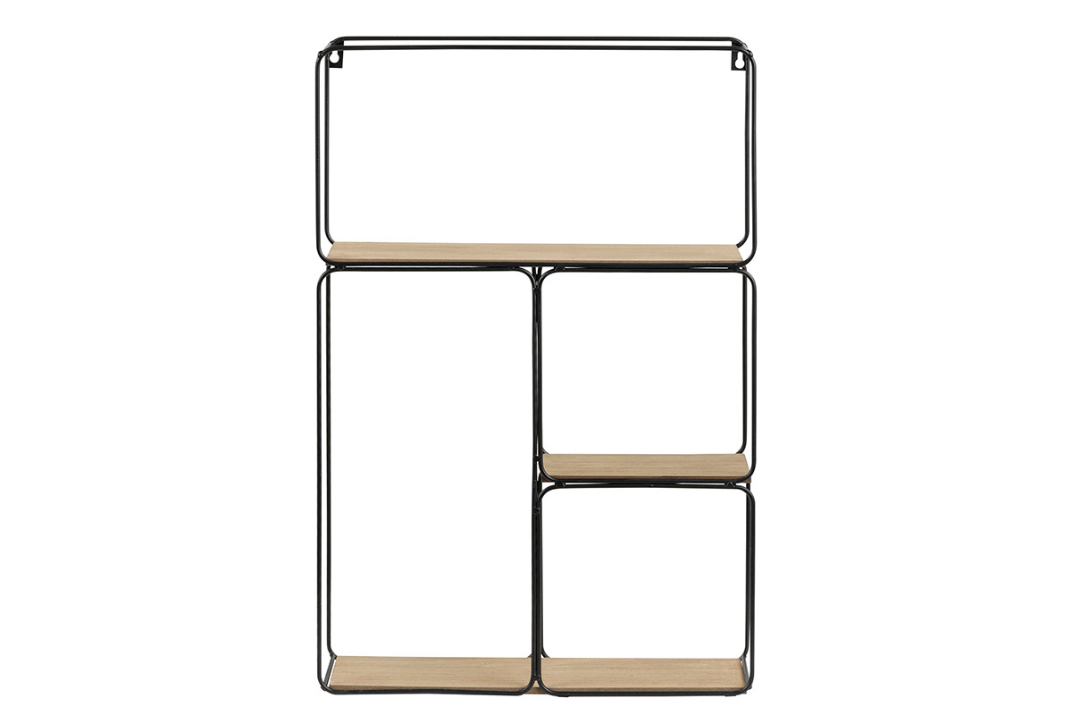 Scaffale da parete design in metallo Nero e Legno BRICK